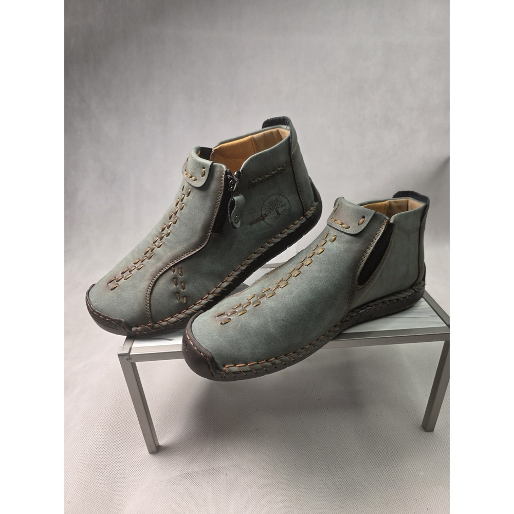 Handmade Leather Casual Shoes Men's Sneakers Flat Leather Ankle Boots Size 38 - Picture 1 of 8